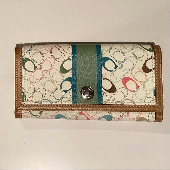 Coach Multicolor Patterned Wallet with Tan Trim - Picture 1 of 3